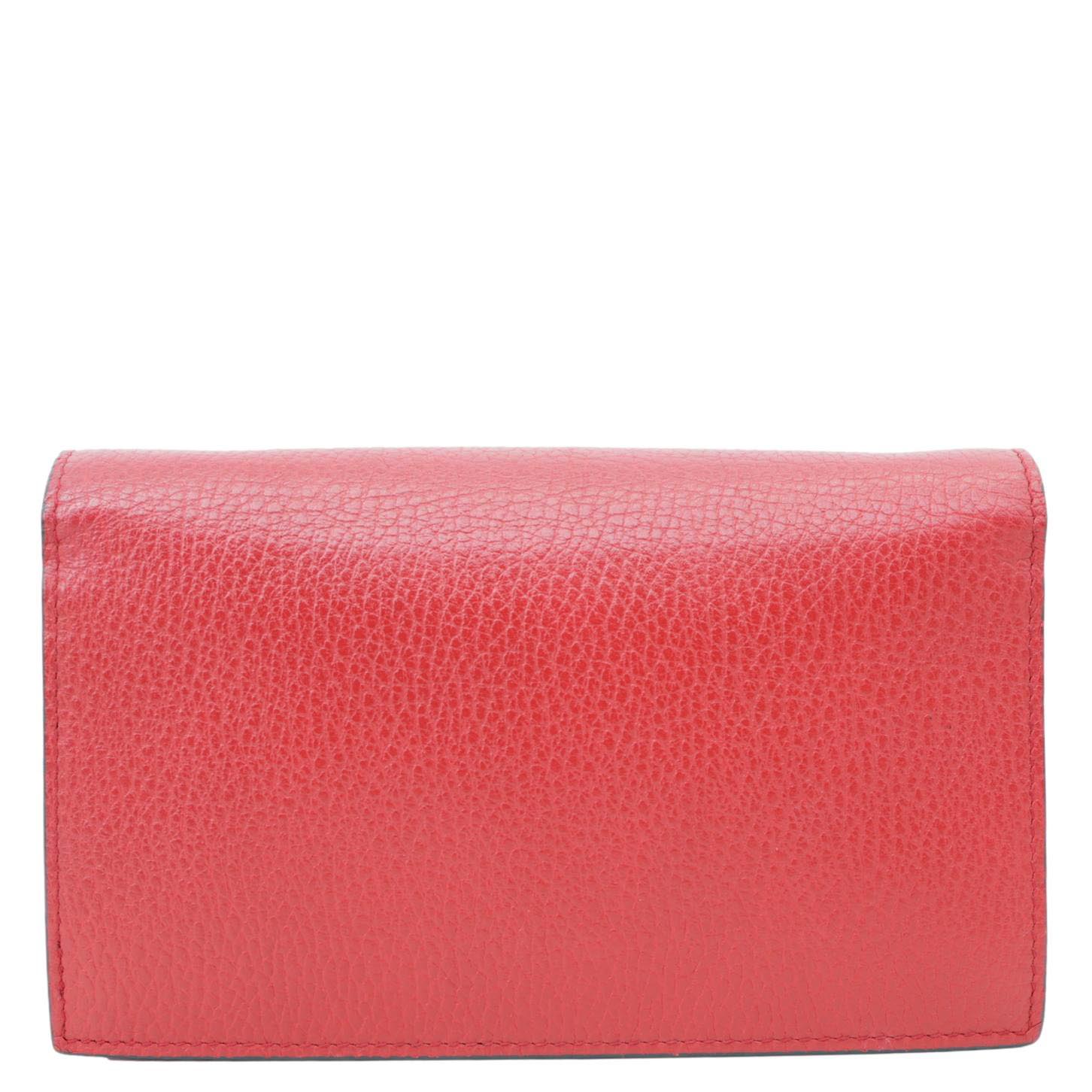 GUCCI Dollar Interlocking G Calfskin Leather Chain Wallet Crossbody Bag Red 510314