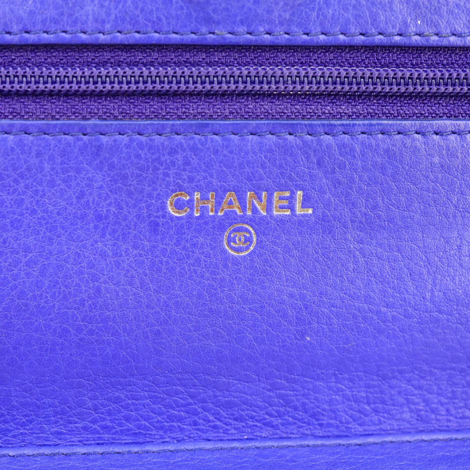 CHANEL Fancy CC Quilted Calfskin Leather Wallet On Chain Bag Royal Blue