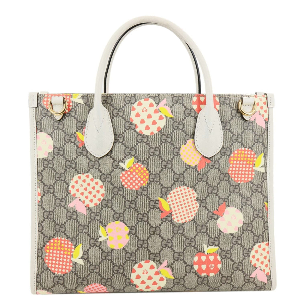 GUCCI Interlocking G Small GG Supreme Les Pommes Canvas Tote Bag Beige 659983
