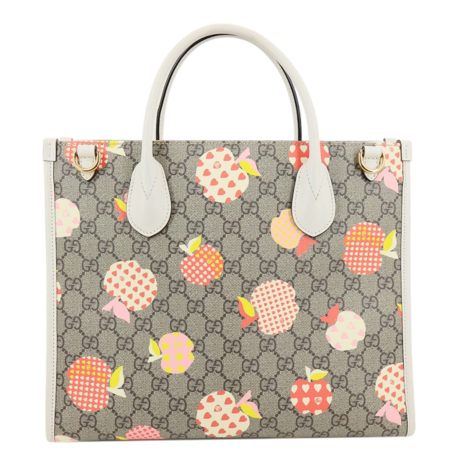 GUCCI Interlocking G Small GG Supreme Les Pommes Canvas Tote Bag Beige 659983