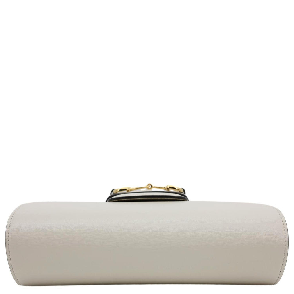 GUCCI Horsebit 1955 Small Leather Shoulder Bag Off White 602204