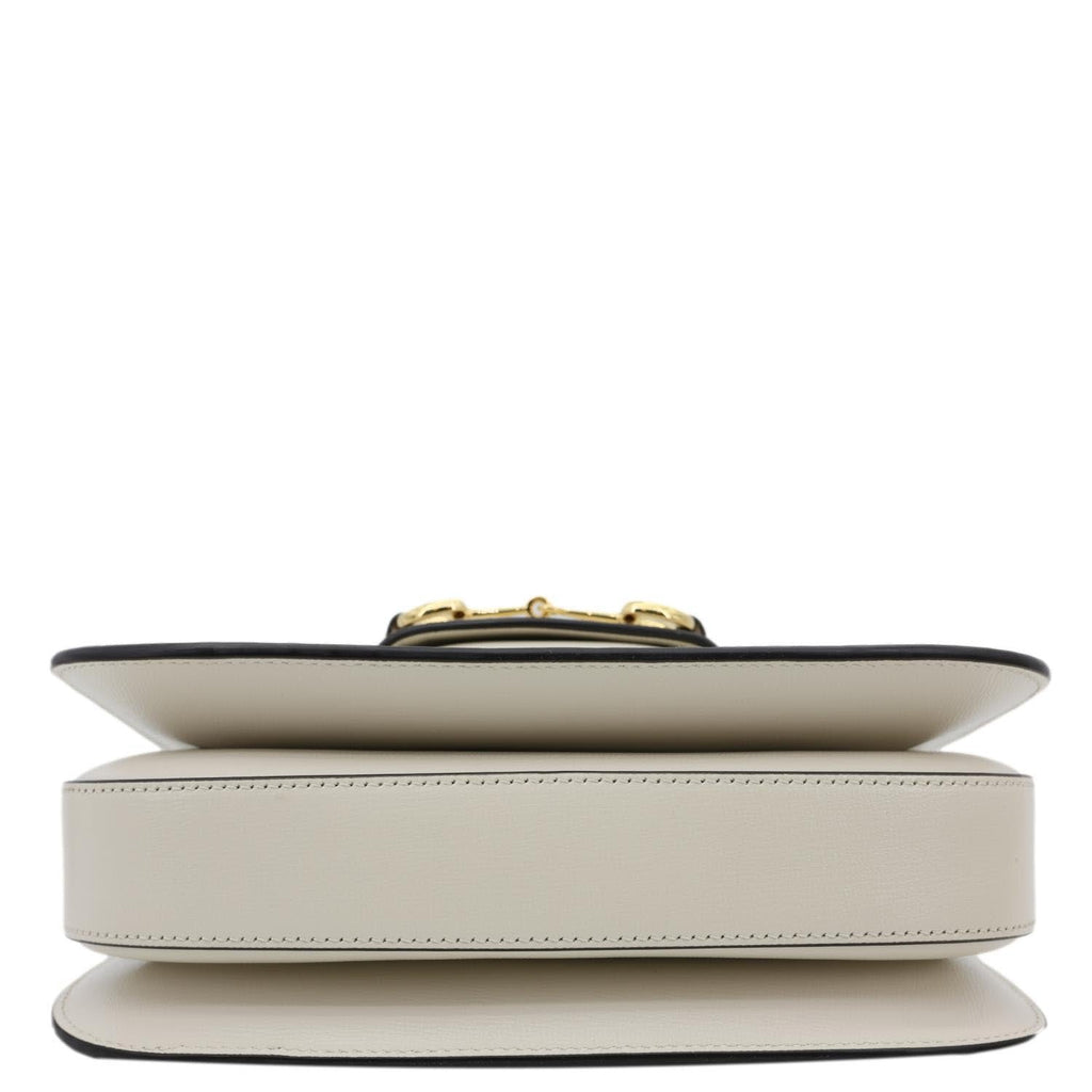 GUCCI Horsebit 1955 Small Leather Shoulder Bag Off White 602204