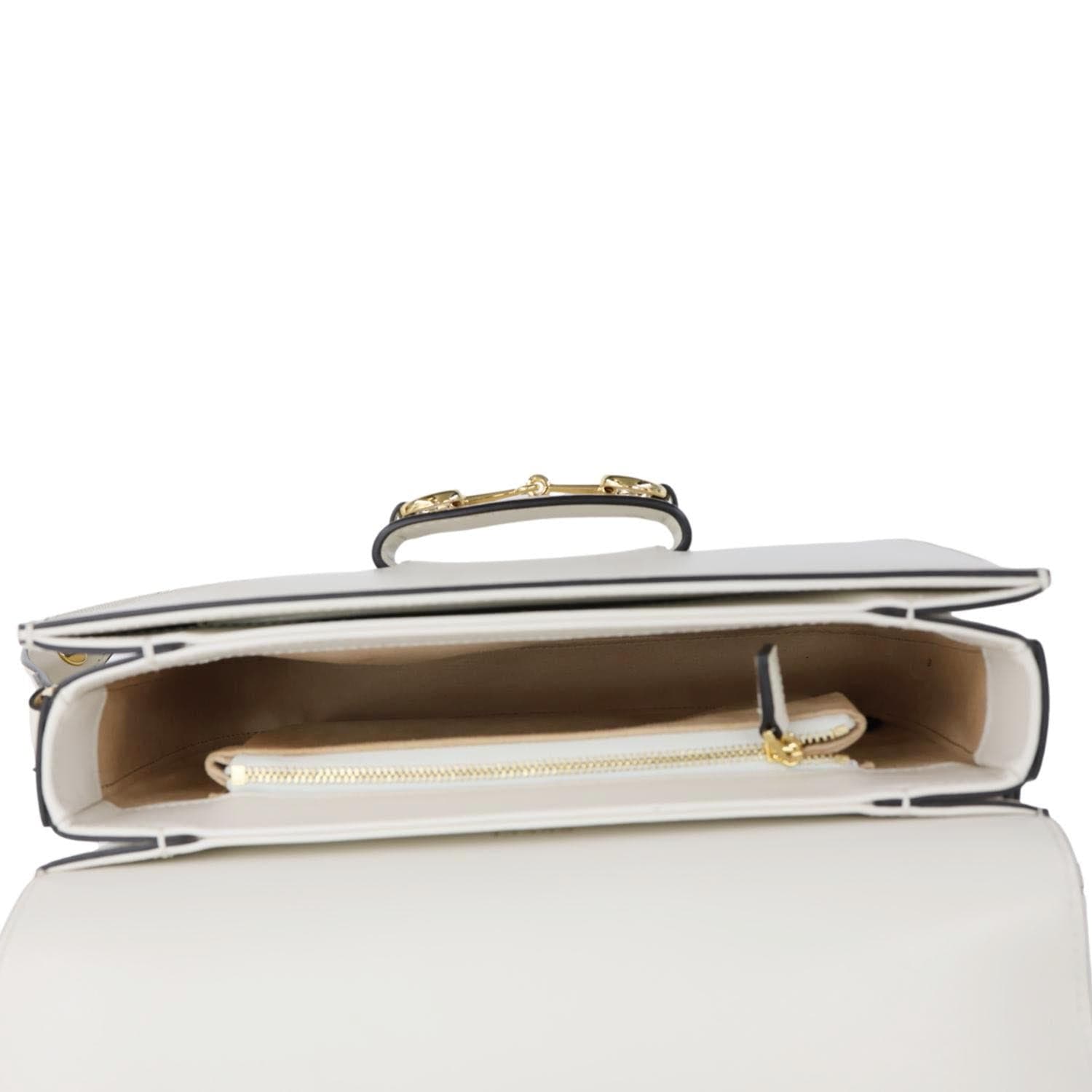 GUCCI Horsebit 1955 Small Leather Shoulder Bag Off White 602204