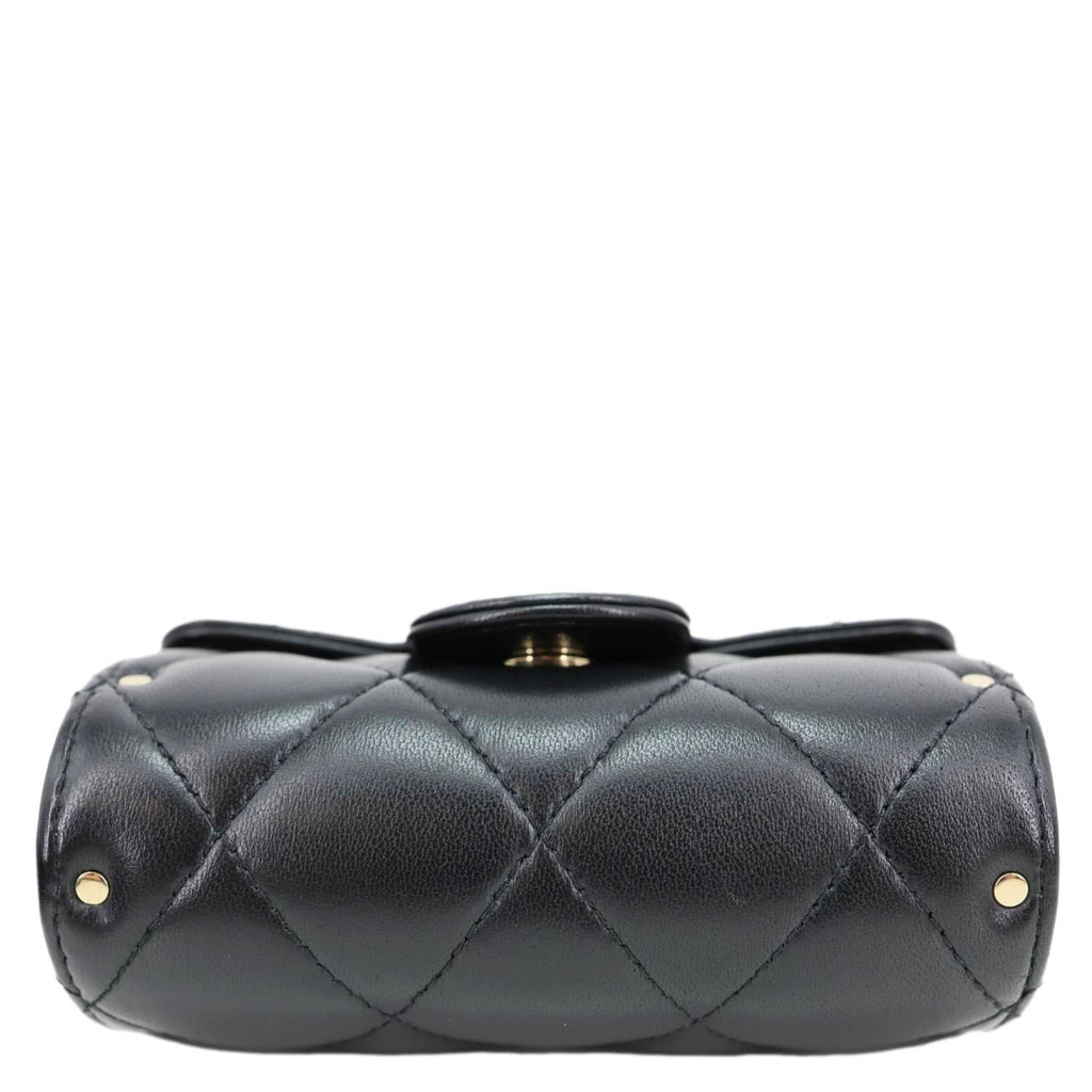 CHANEL Box Of Secrets Quilted Lambskin Leather Chain Crossbody Bag Black
