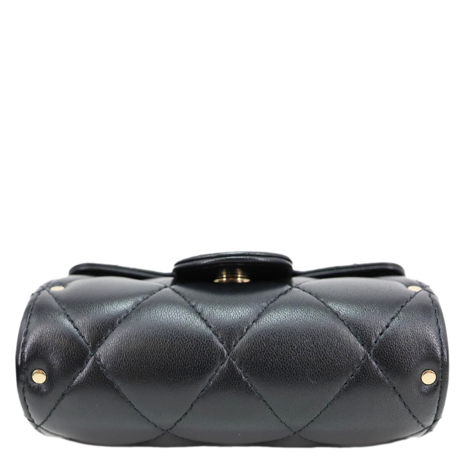 CHANEL Box Of Secrets Quilted Lambskin Leather Chain Crossbody Bag Black