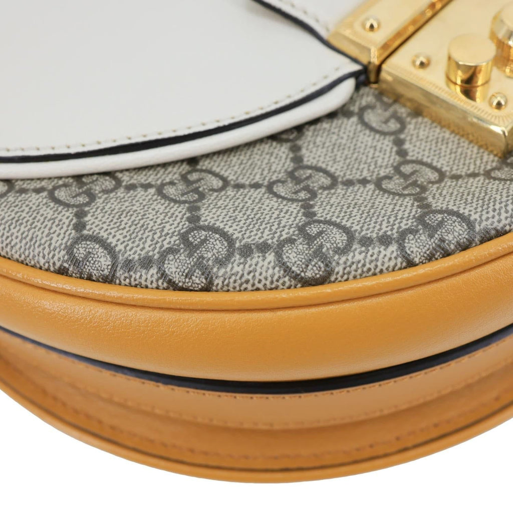 GUCCI Padlock Saddle Small GG Supreme Canvas Shoulder Bag Beige 644524