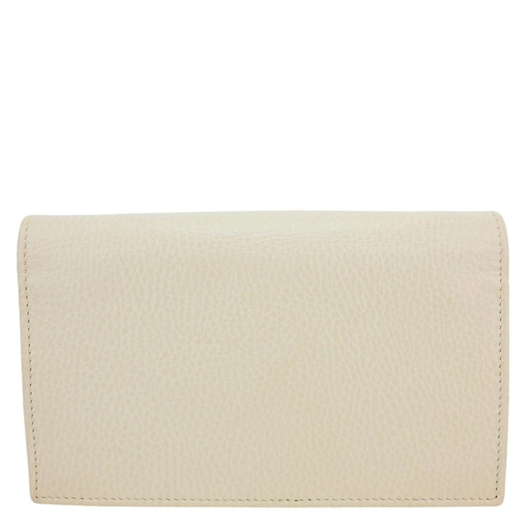 GUCCI GG Interlocking Leather Wallet On Chain Crossbody Bag Off White 615523
