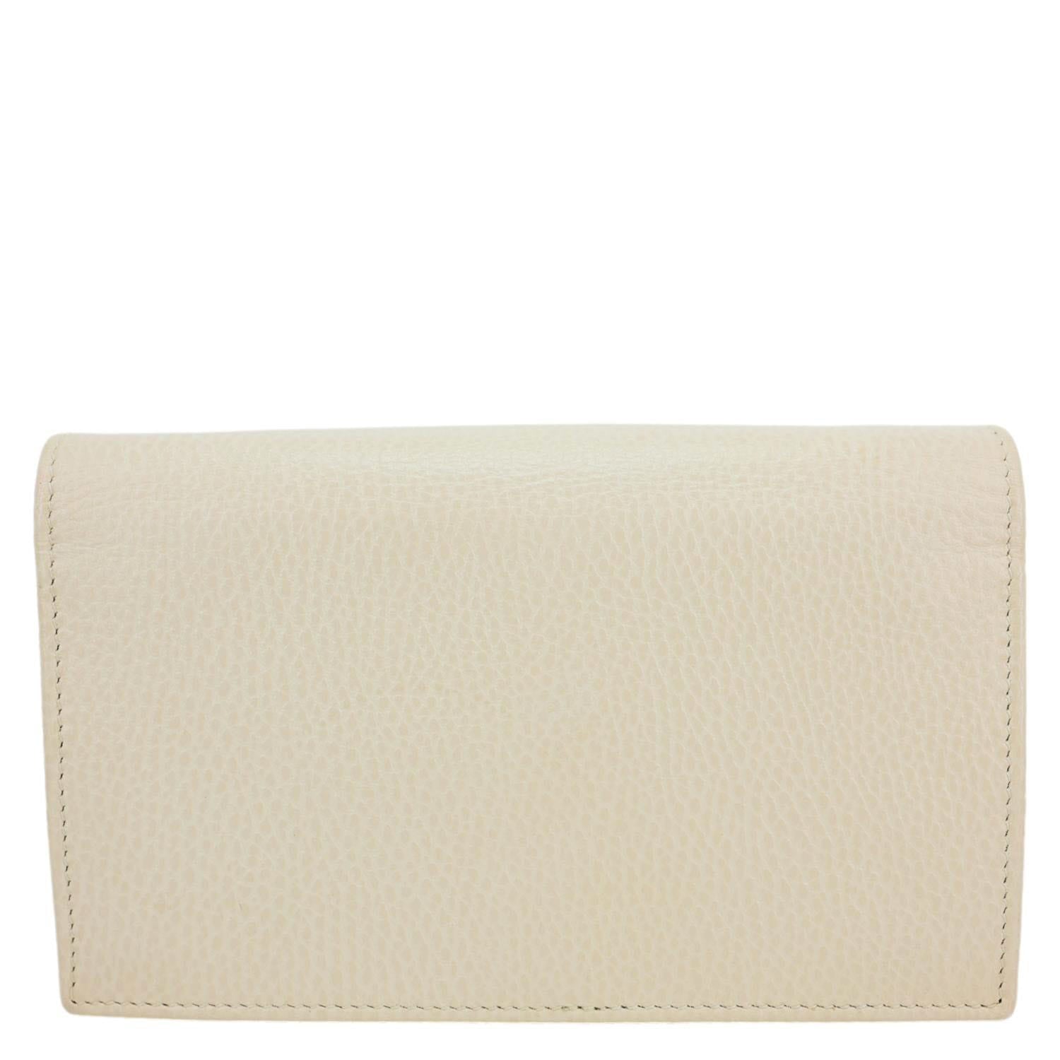 GUCCI GG Interlocking Leather Wallet On Chain Crossbody Bag Off White 615523