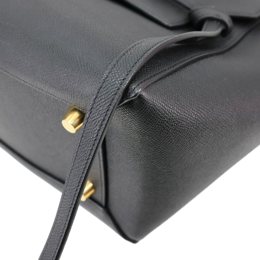 CELINE Belt Grained Calfskin Leather 2Way Shoulder Bag Black