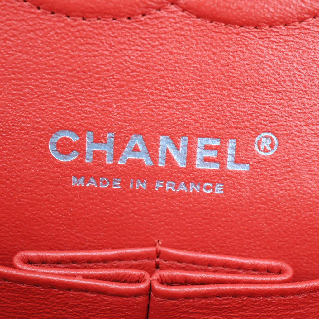 CHANEL Classic Double Flap Medium Quilted Patent Leather Shoulder Bag Bicolor