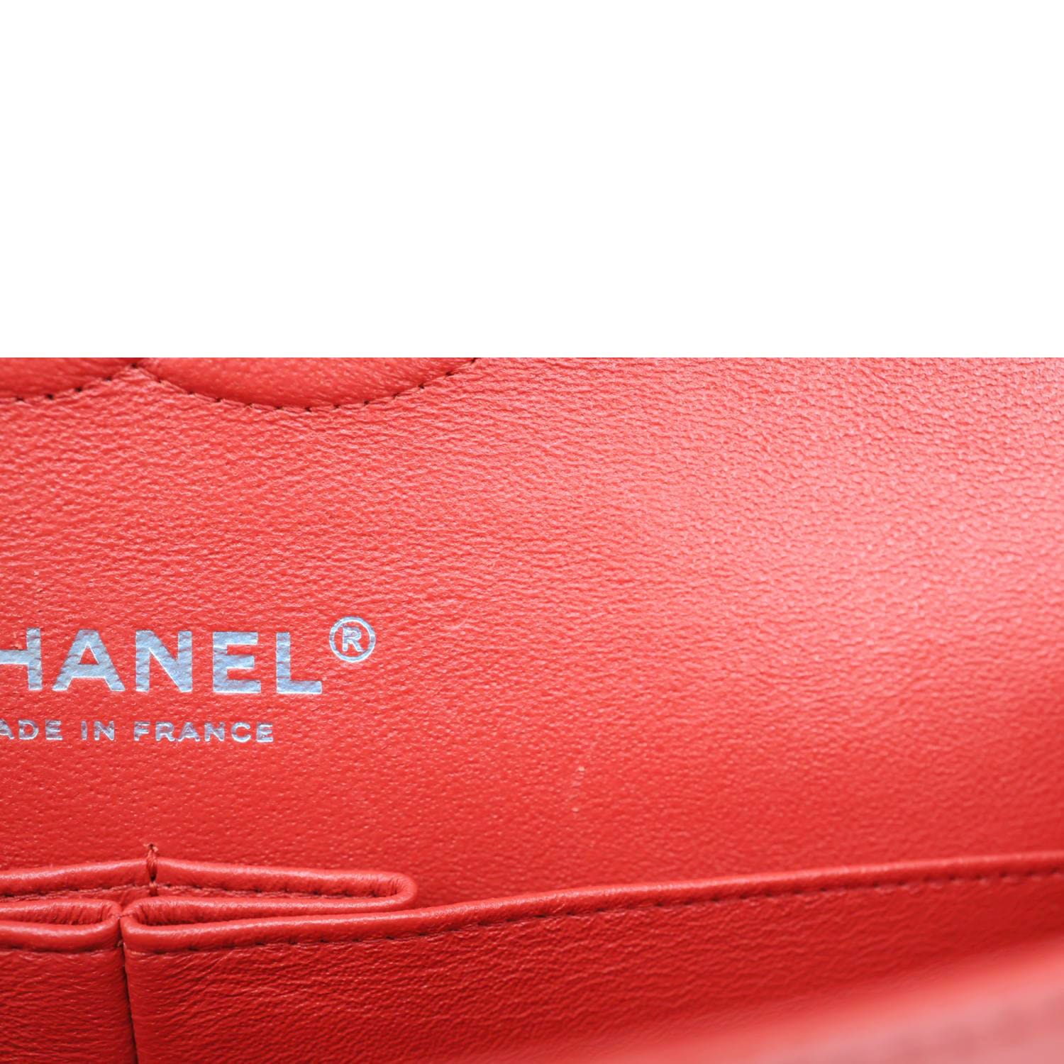 CHANEL Classic Double Flap Medium Quilted Patent Leather Shoulder Bag Bicolor