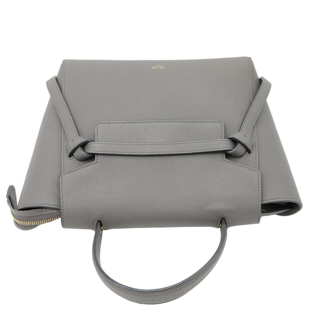 CELINE Mini Belt Grained Calfskin Leather Shoulder Bag Grey