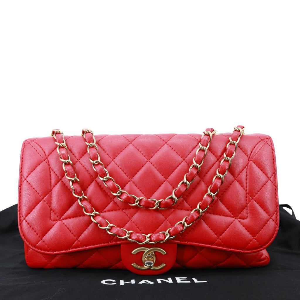 CHANEL Mademoiselle Chic Flap Medium Leather Shoulder Bag Red