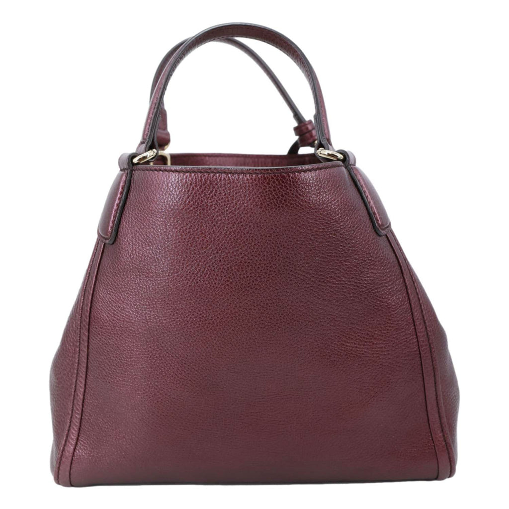 GUCCI Soho Small Pebbled Leather Tote Bag Burgundy 336751