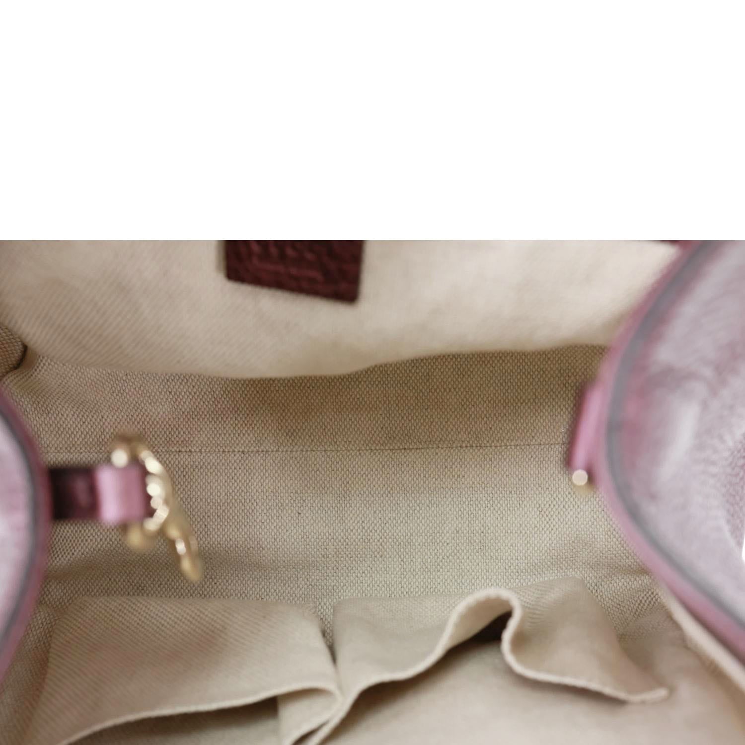 GUCCI Soho Small Pebbled Leather Tote Bag Burgundy 336751