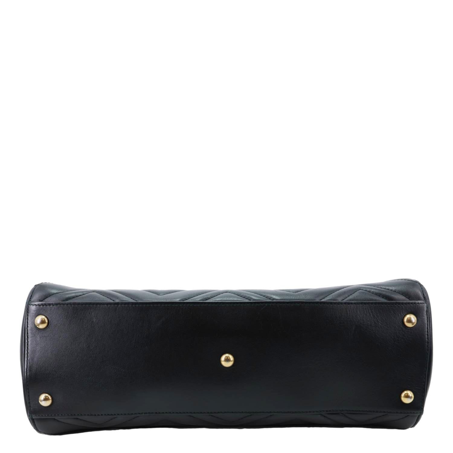 GUCCI GG Marmont Medium Calfskin Matelasser Leather Tote Shoulder Bag Black 443505