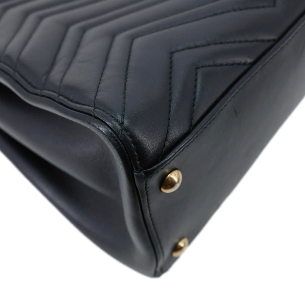 GUCCI GG Marmont Medium Calfskin Matelasser Leather Tote Shoulder Bag Black 443505