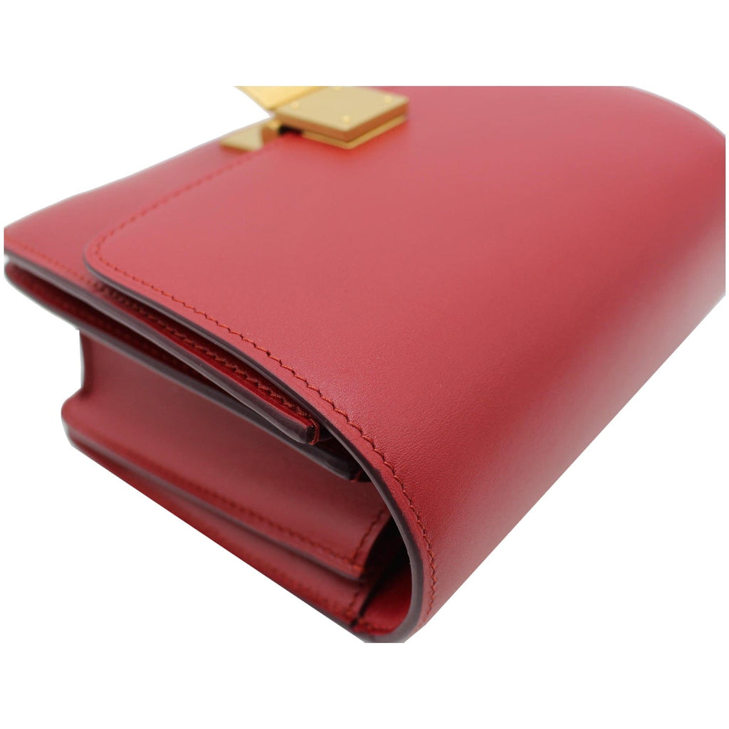 CELINE Small Classic Box Leather Flap Shoulder Bag Red