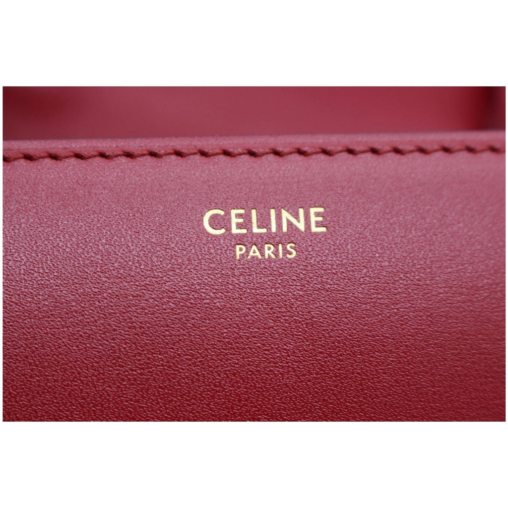 CELINE Small Classic Box Leather Flap Shoulder Bag Red