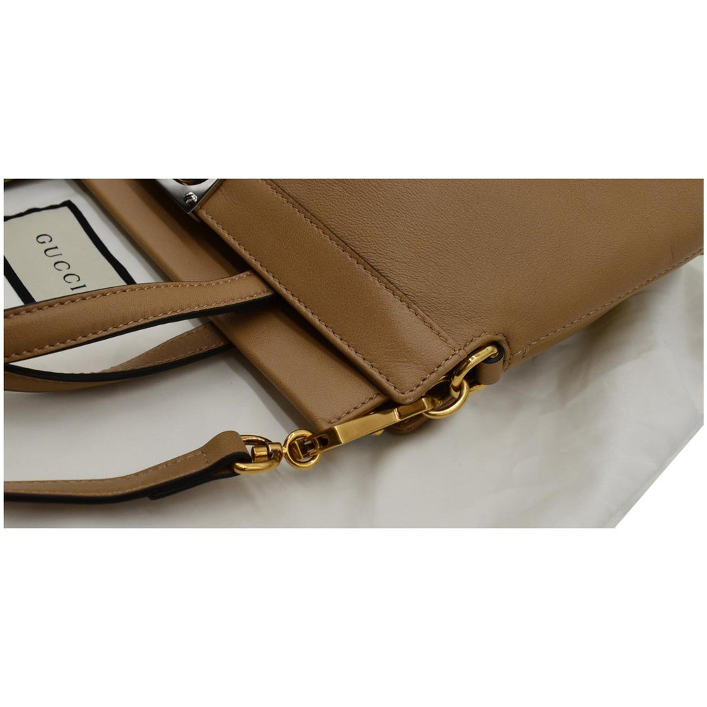 GUCCI Matisse GG Leather Top Handle Shoulder Bag Beige 631663