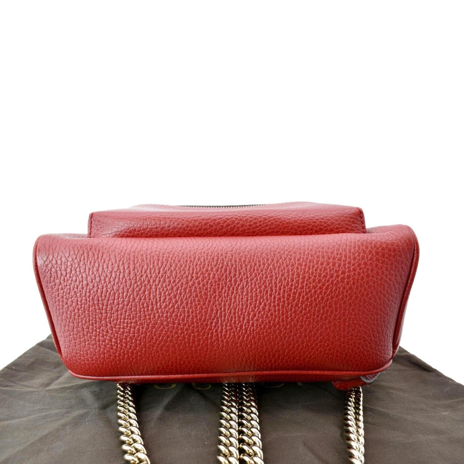 GUCCI Soho Leather Chain Backpack Red 536192