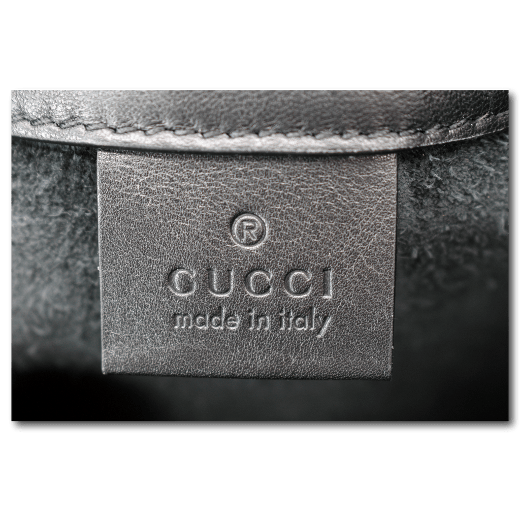 GUCCI Drawstring Print Leather Backpack Bag Black 494053