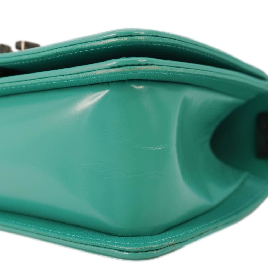 CHANEL Boy Small Patent Leather Shoulder Bag Turquoise