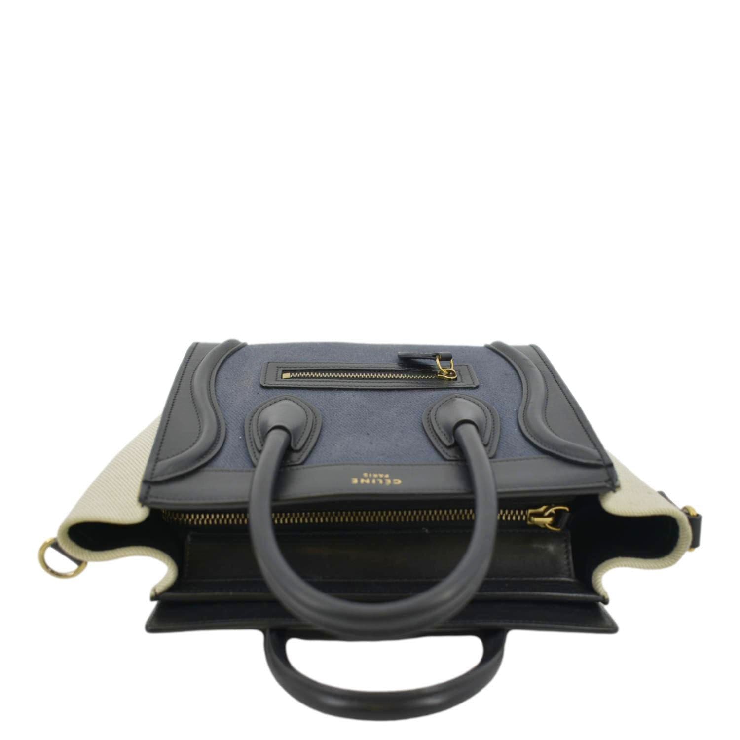 CELINE Nano Luggage Textile Leather Shoulder Bag Tricolor