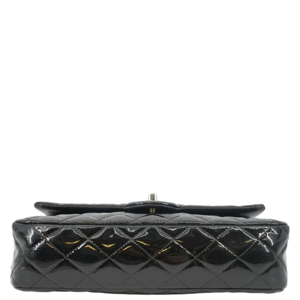 CHANEL Classic Medium Double Flap Patent Leather Shoulder Bag Black