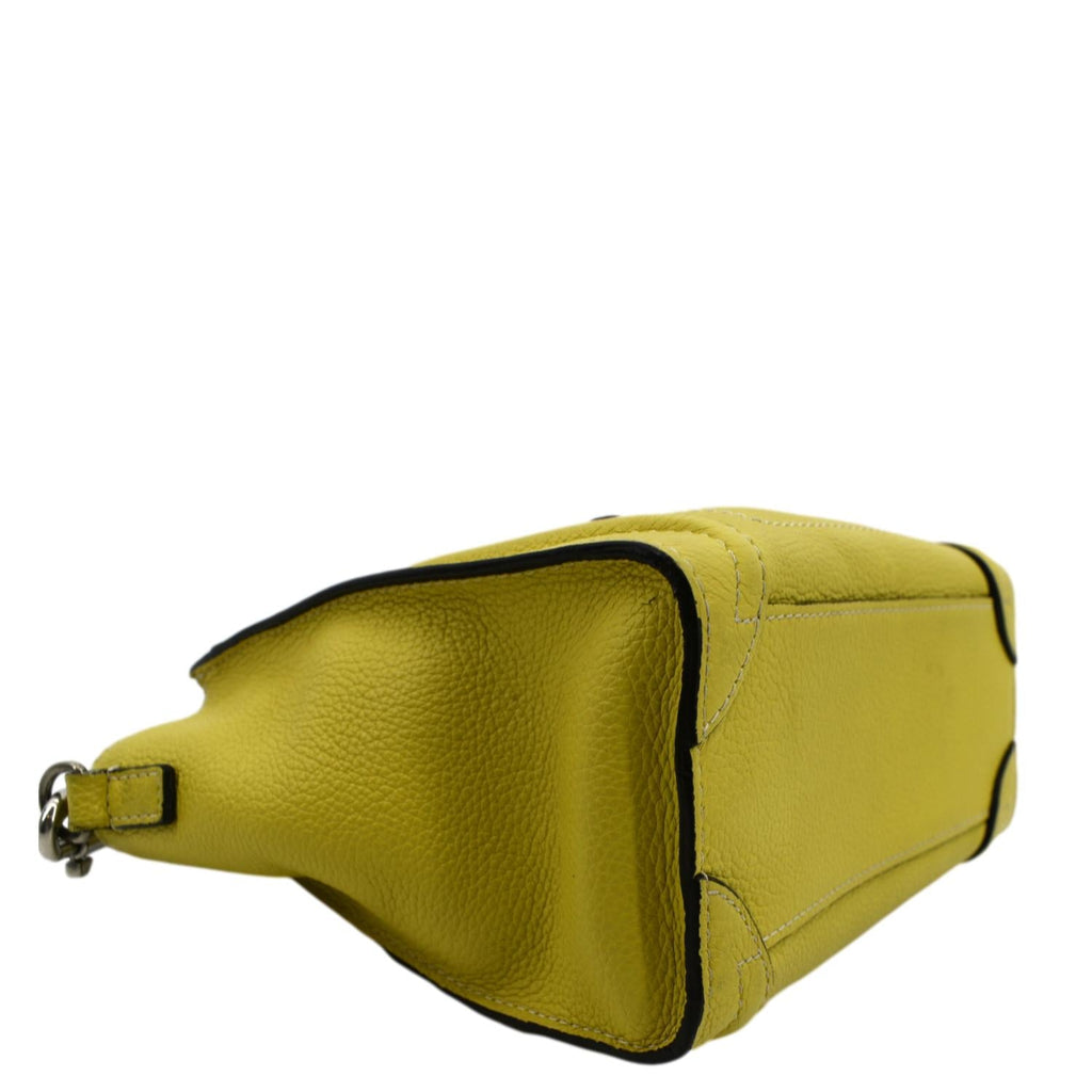 CELINE Nano Luggage Calfskin Leather Shoulder Bag Citron