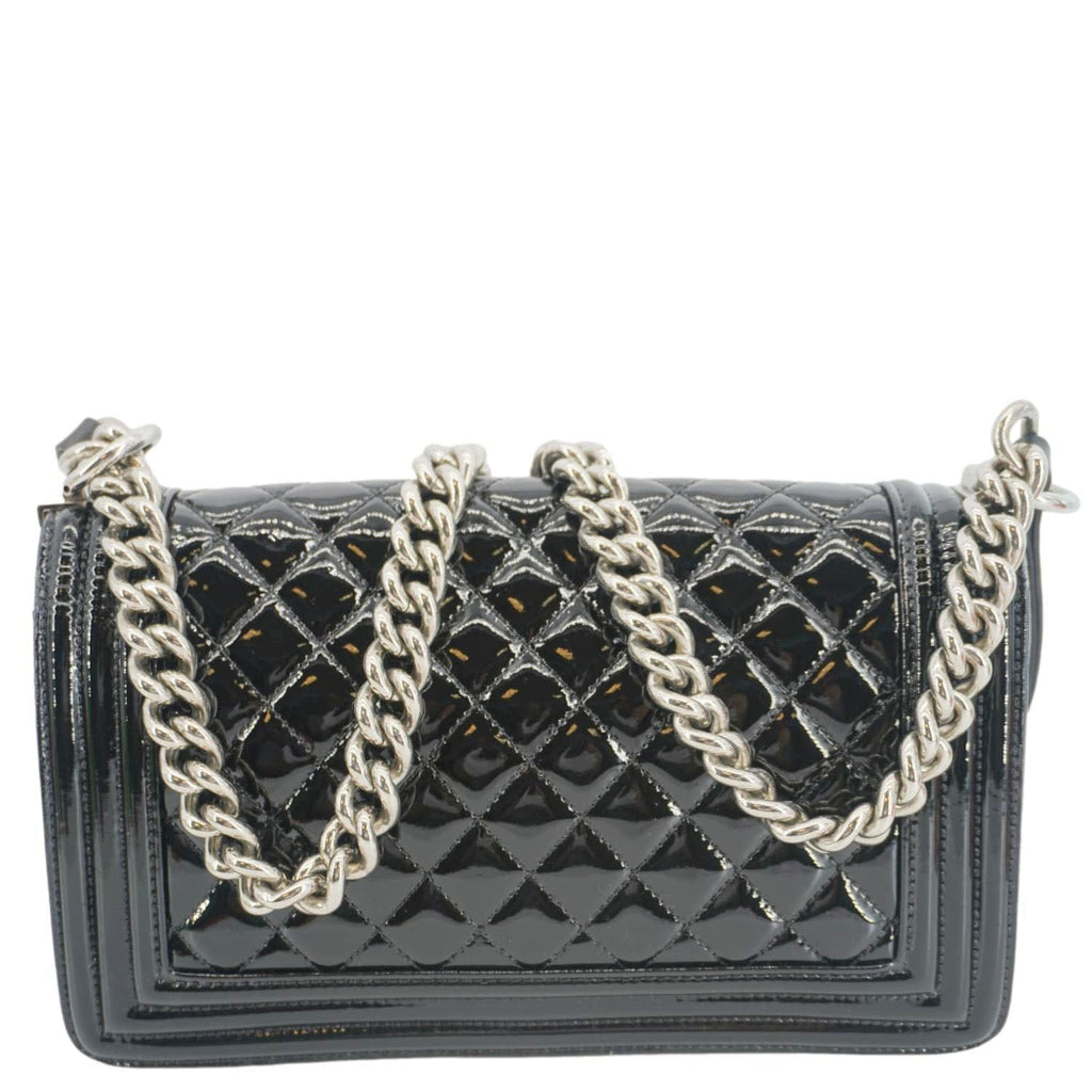 CHANEL Boy Flap Medium Plexiglass Patent Leather Crossbody Bag Black