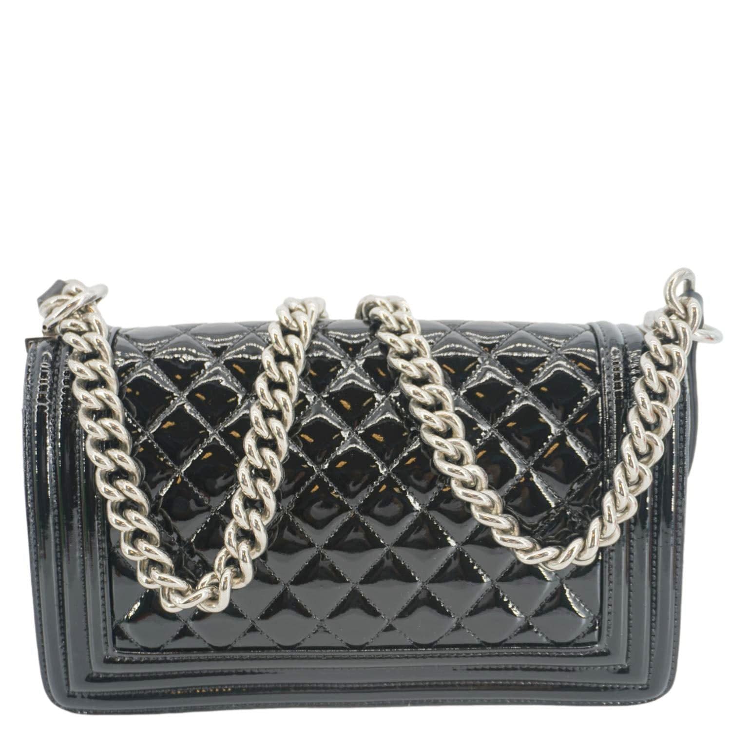 CHANEL Boy Flap Medium Plexiglass Patent Leather Crossbody Bag Black