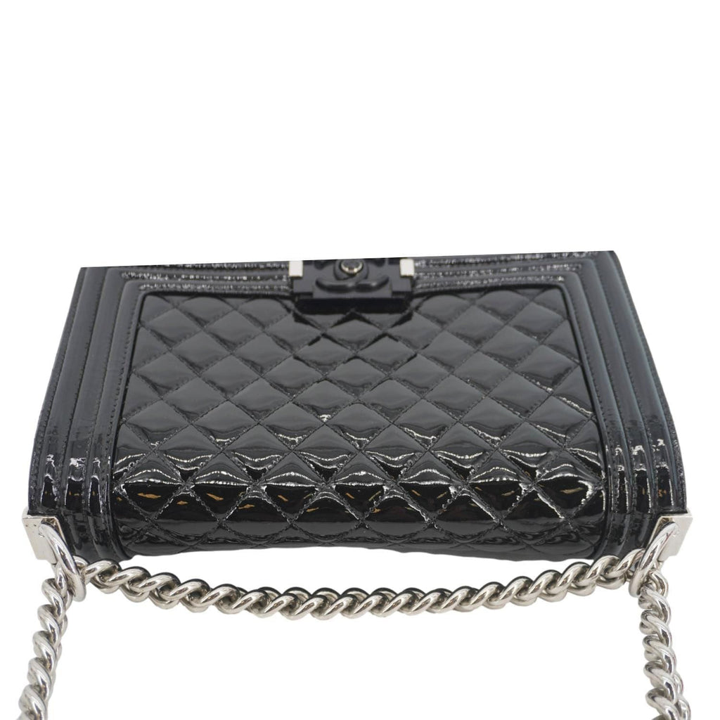 CHANEL Boy Flap Medium Plexiglass Patent Leather Crossbody Bag Black