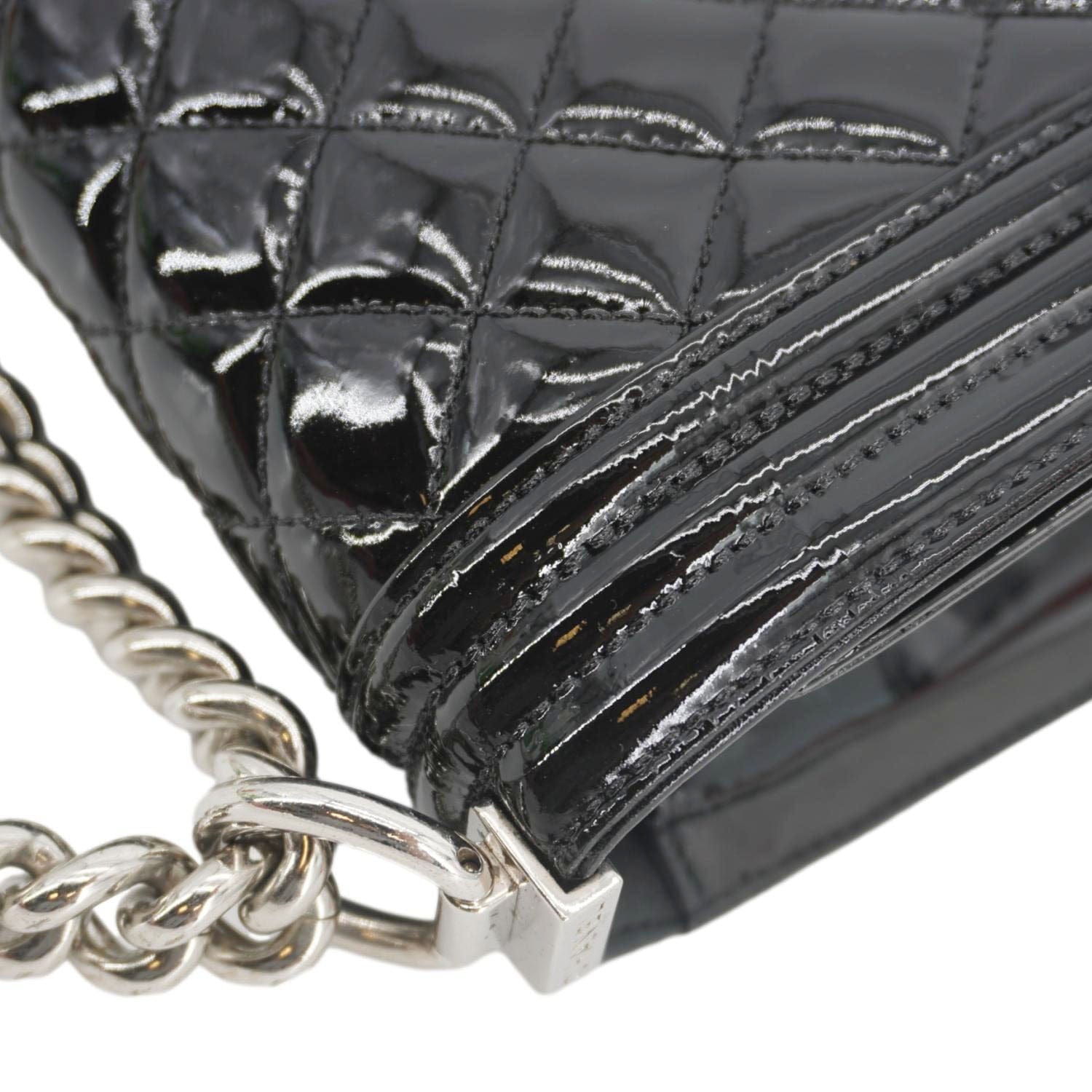 CHANEL Boy Flap Medium Plexiglass Patent Leather Crossbody Bag Black