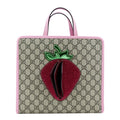 GUCCI Children's 3D Strawberry GG Supreme Canvas Tote Bag Beige 630589