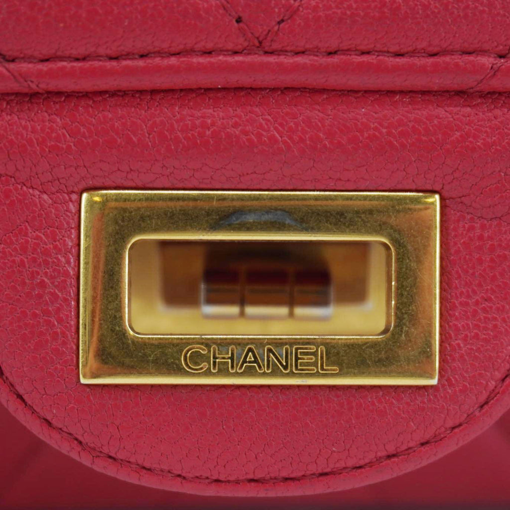 CHANEL 2.55 Reissue Double Flap Chevron Leather Shoulder Bag Pink