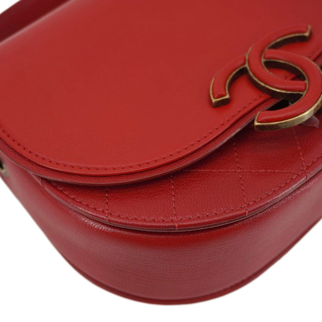 CHANEL Coco Curve Flap Small Quilted Calfskin Leather Messenger Bag Red