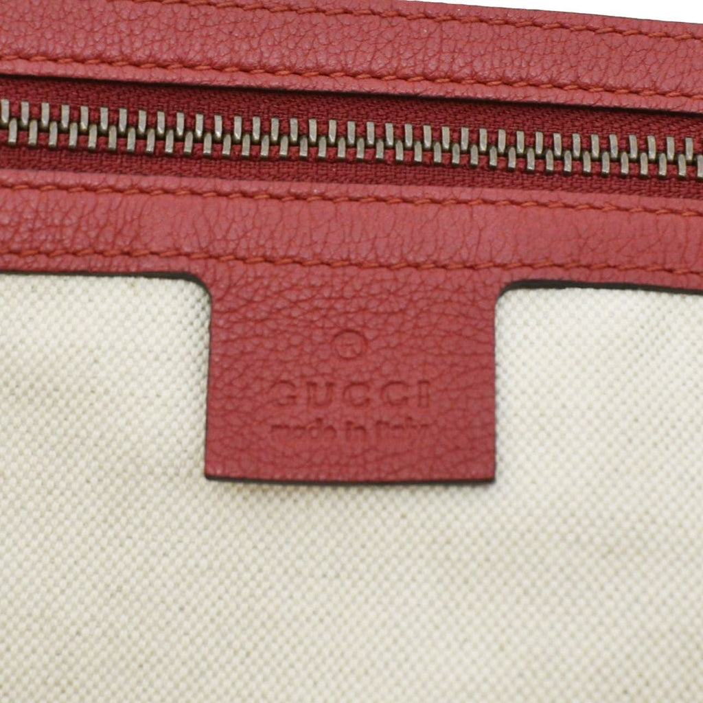 GUCCI Half Moon Logo Calfskin Leather Hobo Shoulder Bag Red 523588