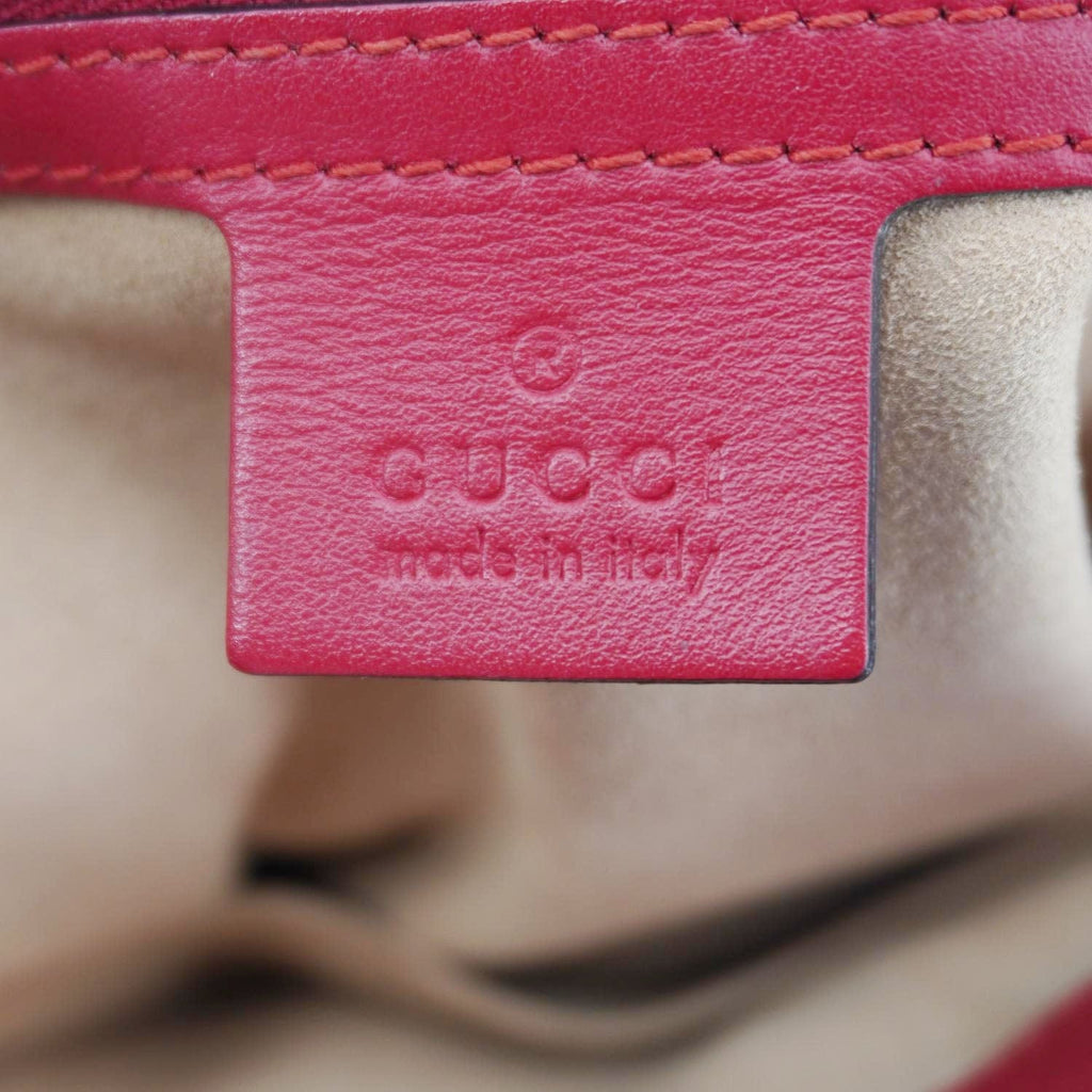 GUCCI GG Marmont Leather Top Handle Crossbody Bag Red 498110