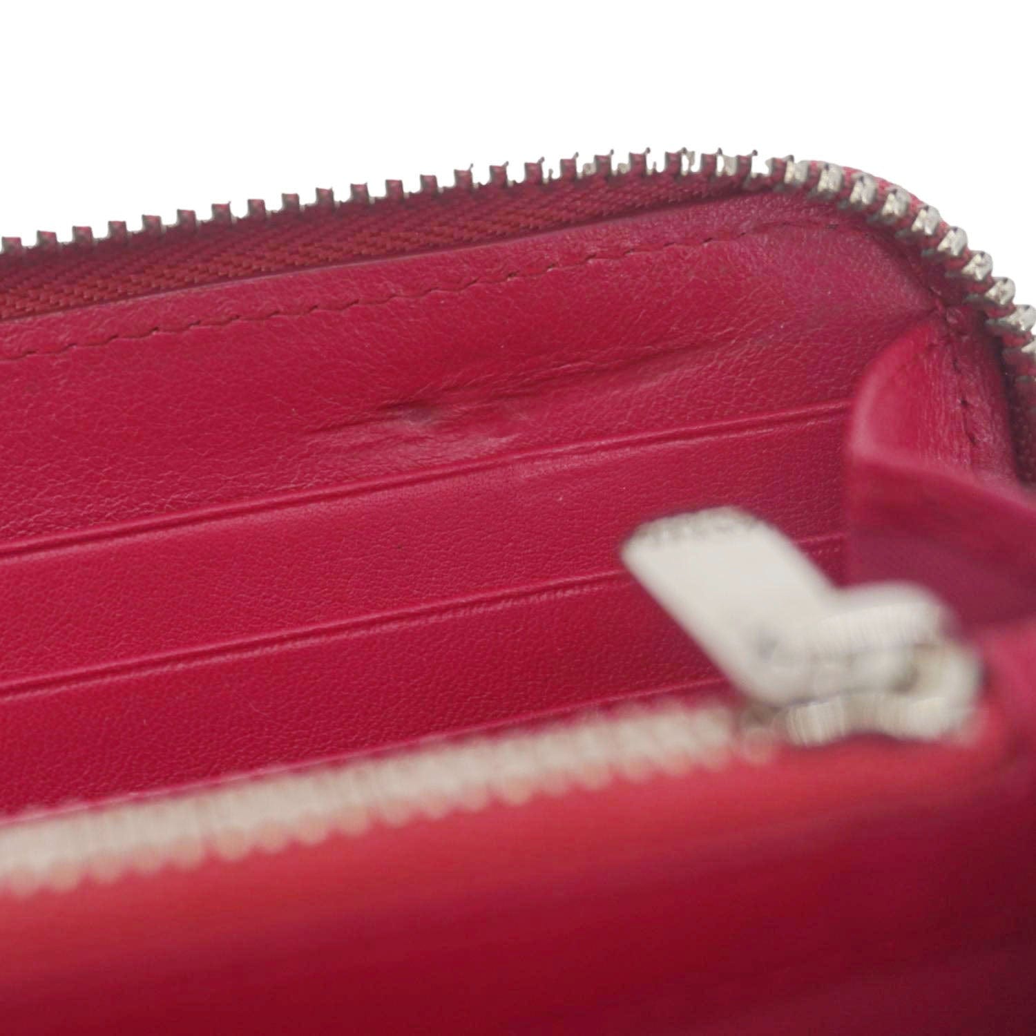 CHRISTIAN DIOR Lady Dior Patent Leather Zippy Wallet Red