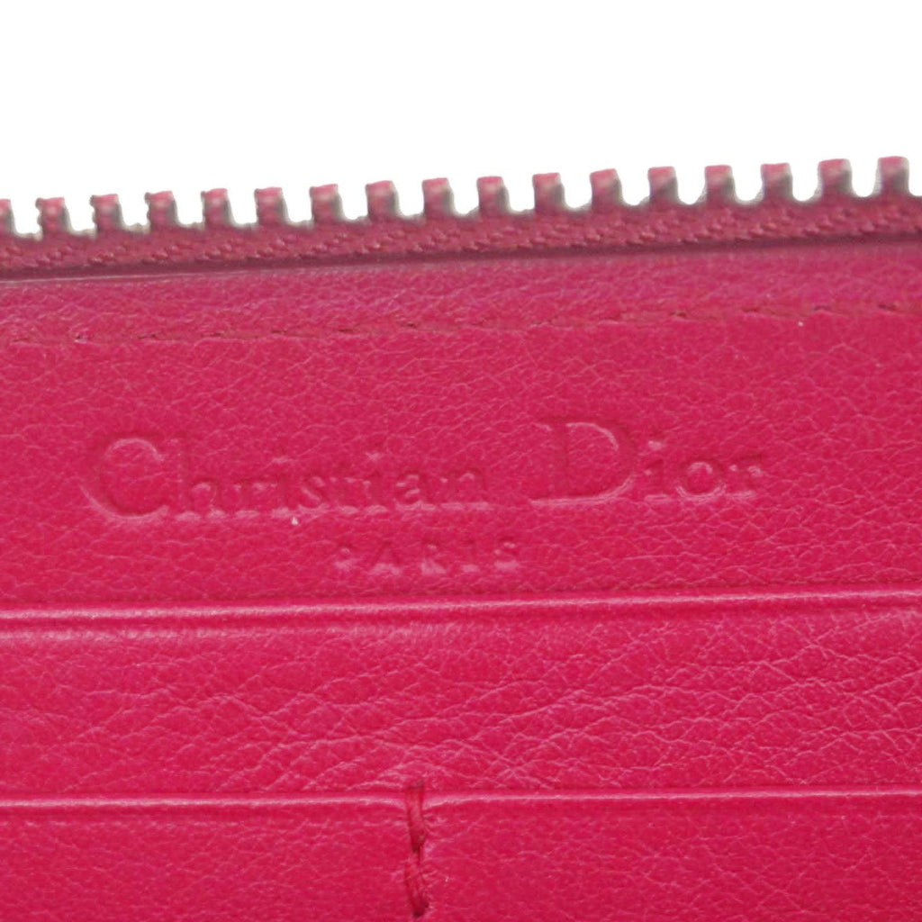 CHRISTIAN DIOR Lady Dior Patent Leather Zippy Wallet Red