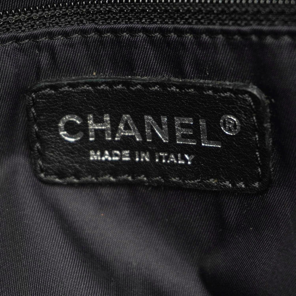 CHANEL Paris Biarritz Quilted Coated Canvas Grand Shopping Tote Bag Black