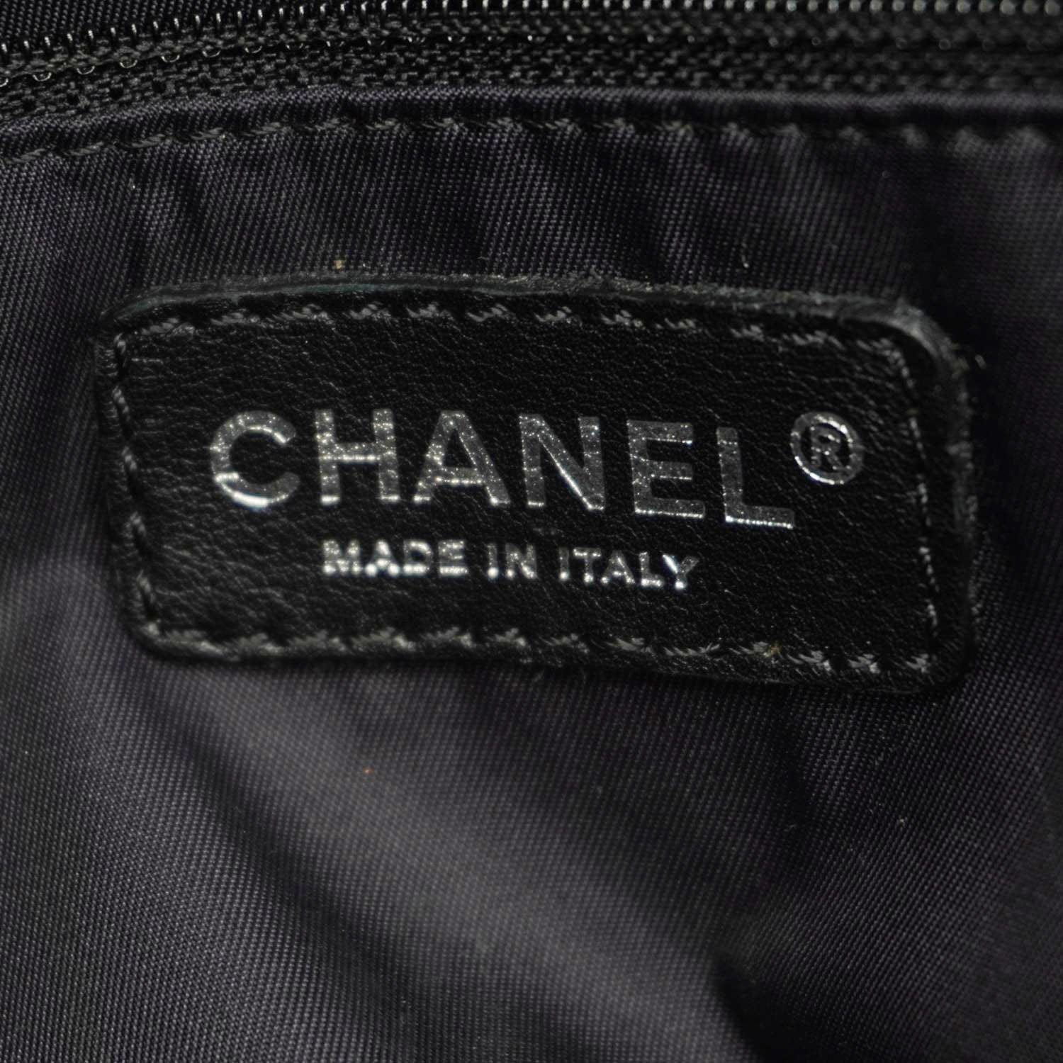 CHANEL Paris Biarritz Quilted Coated Canvas Grand Shopping Tote Bag Black