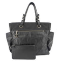 CHANEL Paris Biarritz Quilted Coated Canvas Grand Shopping Tote Bag Black