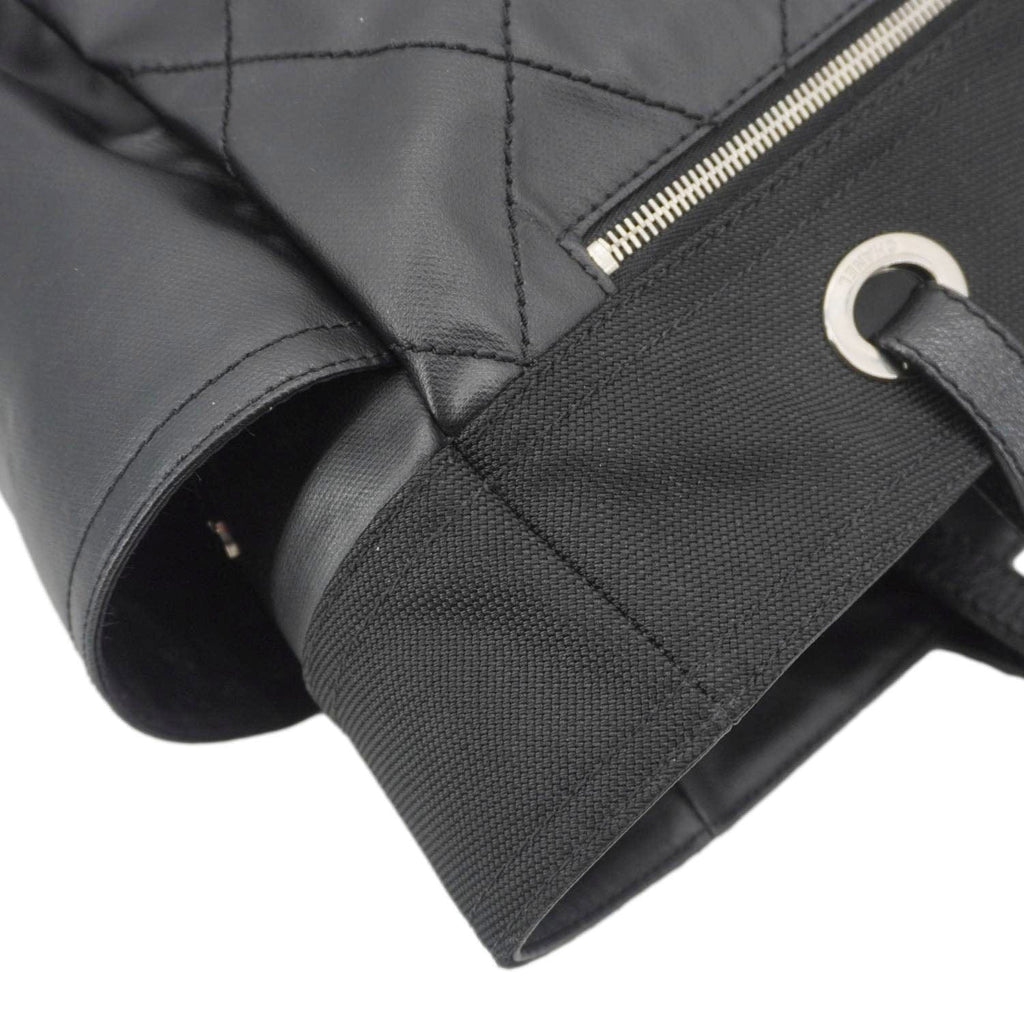 CHANEL Paris Biarritz Quilted Coated Canvas Grand Shopping Tote Bag Black
