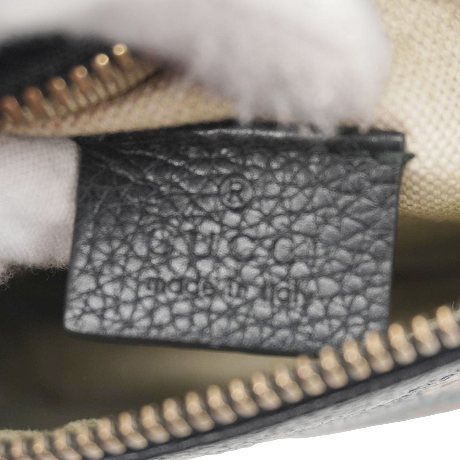 GUCCI Logo Print Small Grained Calfskin Leather Belt Bag Black 527792