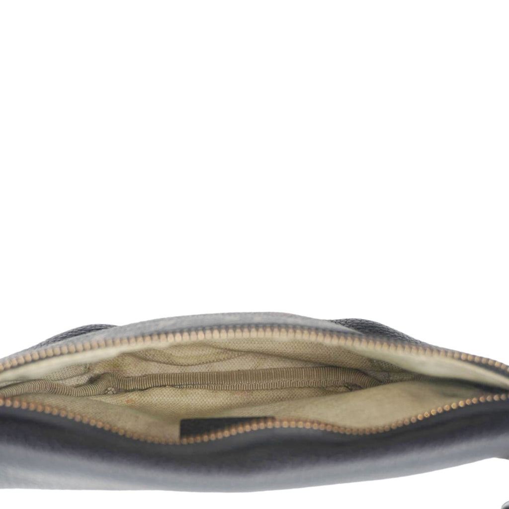 GUCCI Logo Print Small Grained Calfskin Leather Belt Bag Black 527792