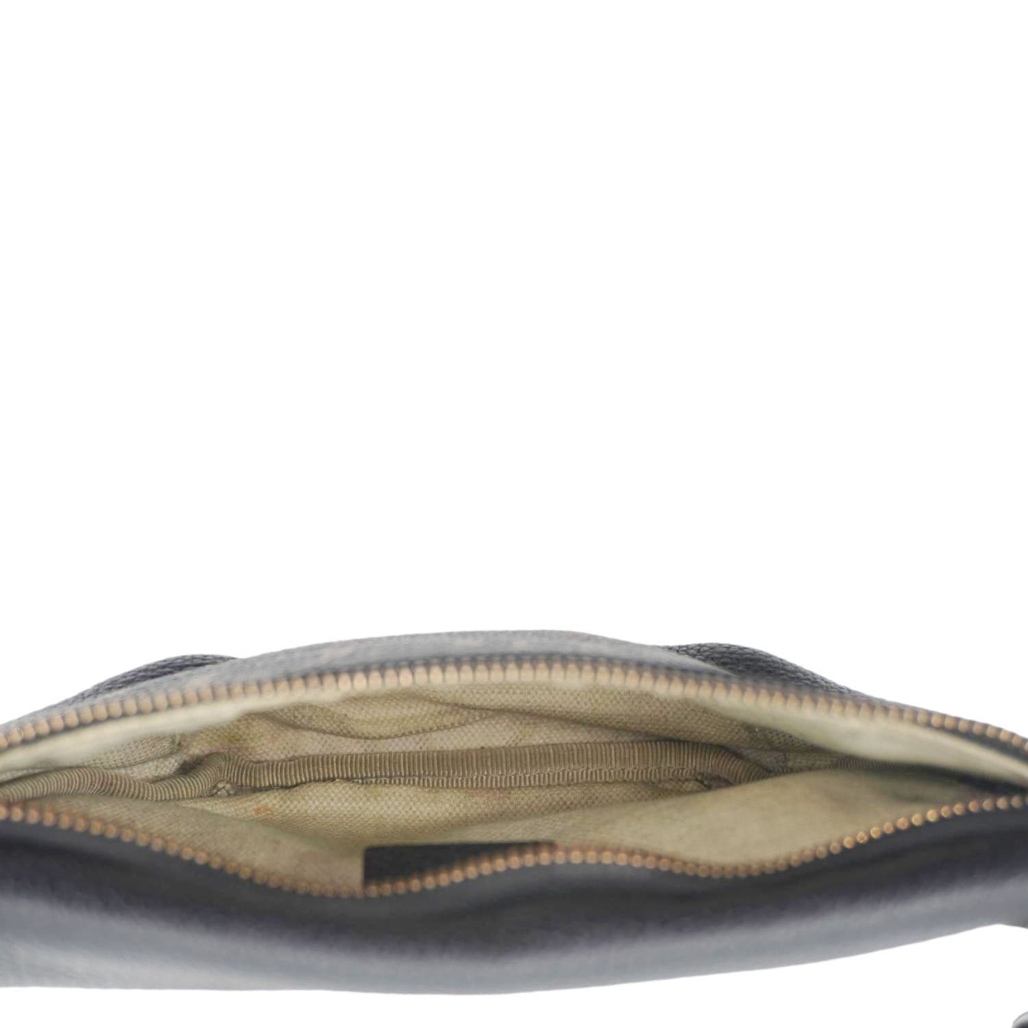 GUCCI Logo Print Small Grained Calfskin Leather Belt Bag Black 527792