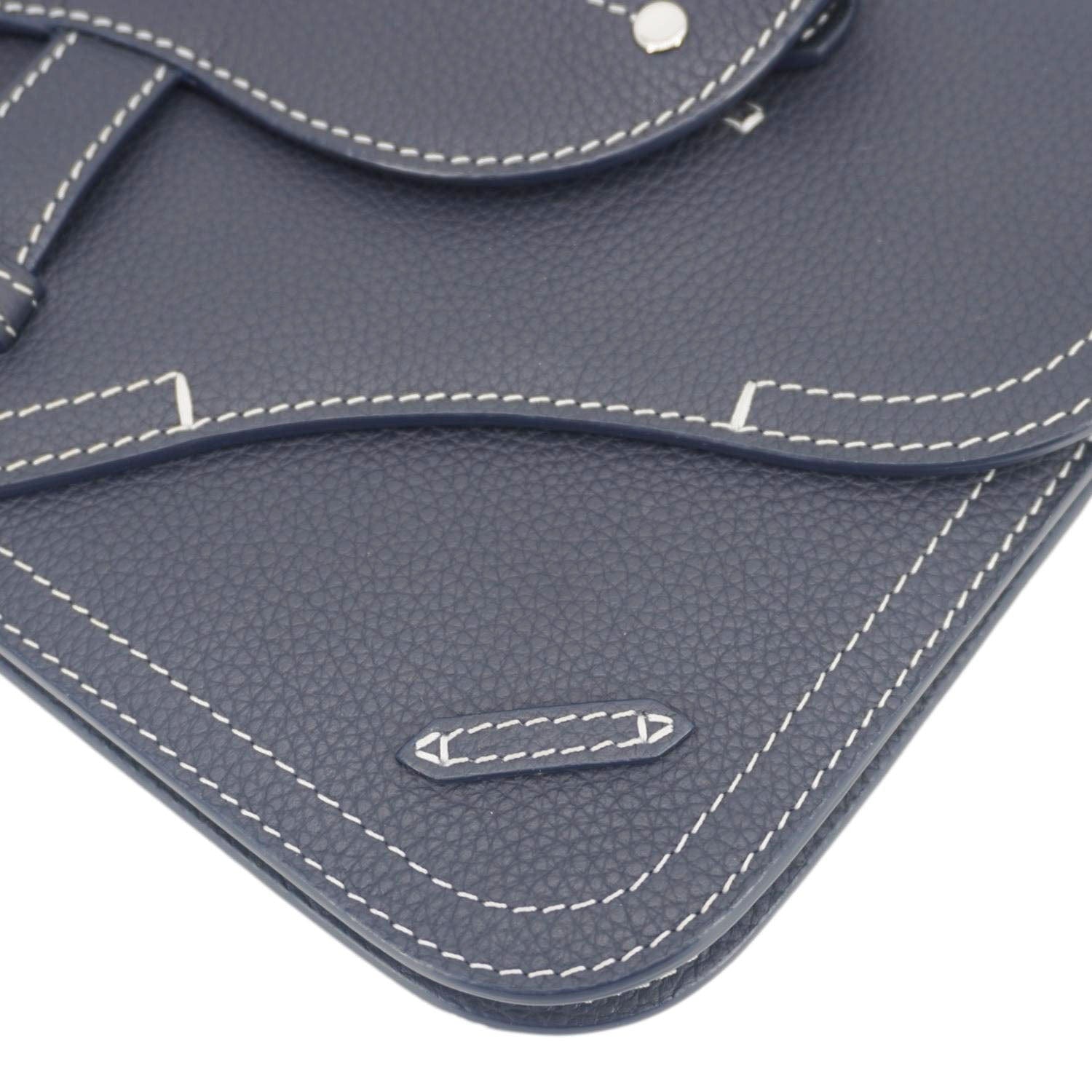 CHRISTIAN DIOR X KAWS Saddle Leather Wristlet Navy Blue