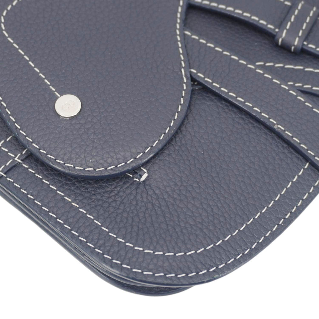 CHRISTIAN DIOR X KAWS Saddle Leather Wristlet Navy Blue